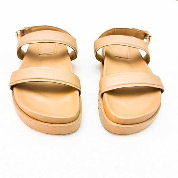 Zara Flat Low Platform Nude Double Strap Sandal Size 40 - Picture 5 of 5